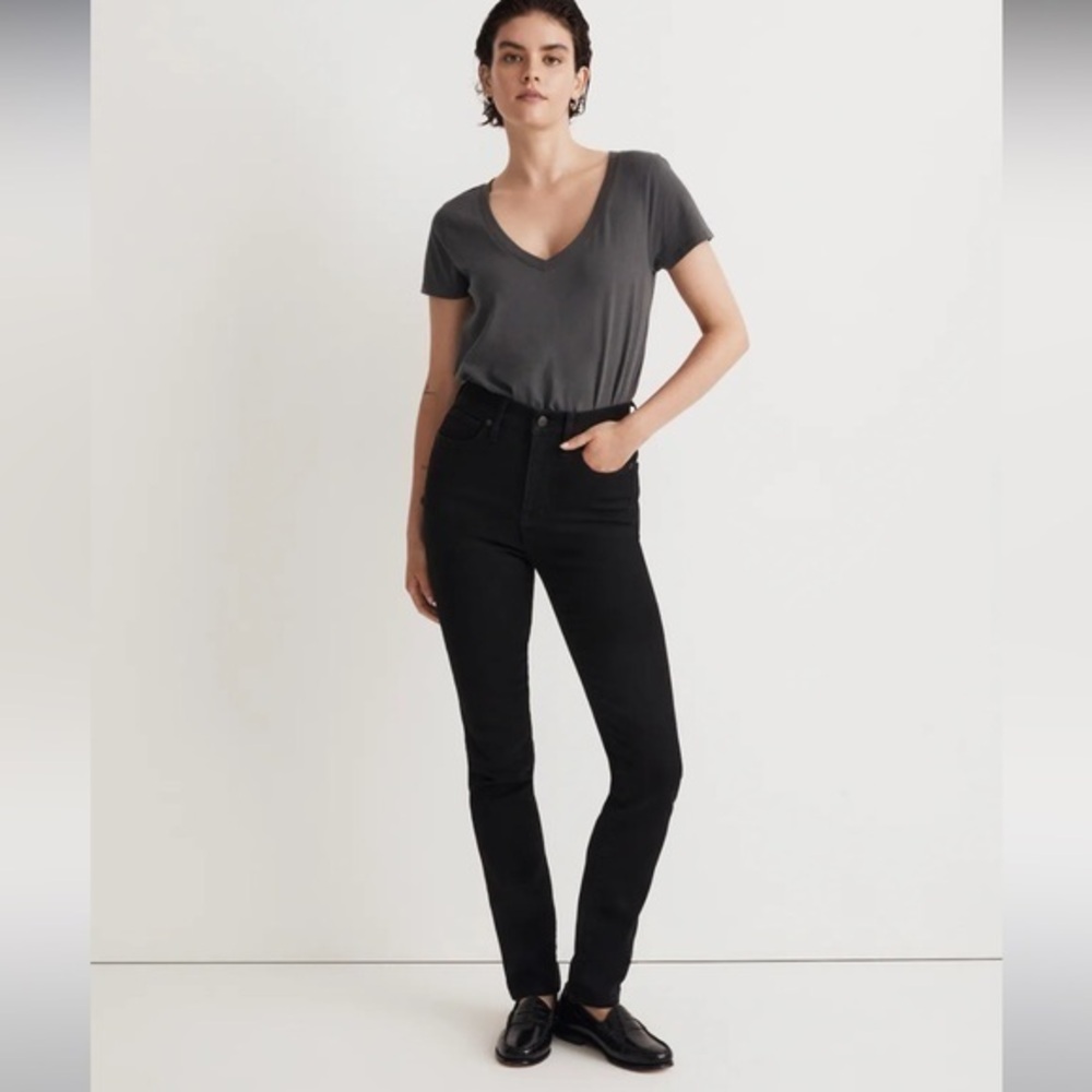 NWT Madewell  Tall Stovepipe Jean in Black Rinse Wash Size 23 T - Picture 8 of 11